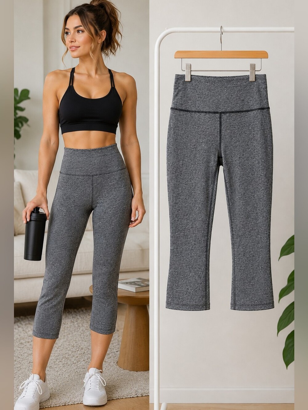 lululemon High Rise Cropped Yoga Pants Heathered Gray Size 10